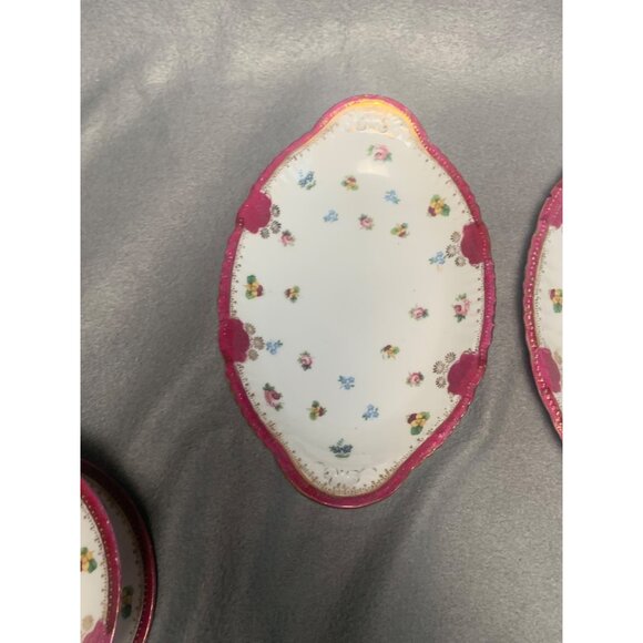 Vintage Victoria Austria Floral Ceramic Serving Platters Set of 3 Pink & White - Picture 13 of 16